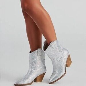 Forever 21 Silver Ankle Boots